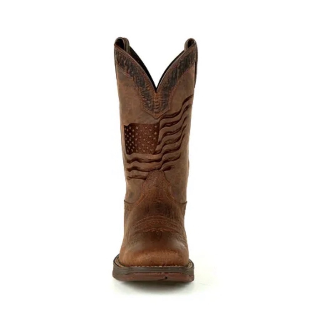 Durango Boots Brown Rebel Distressed Flag Pull On Square Toe Western Boot